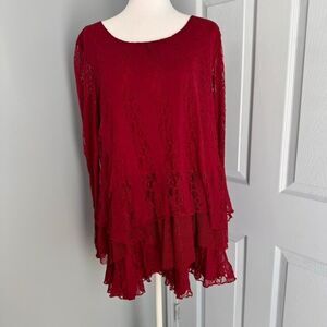Indigo Soul Sz‎ M Red Lace Mini Dress